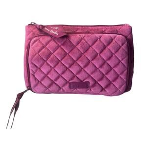 Vera Bradley Plush Quilted Cosmetic Travel Bag Pink Raspberry Paisley Lining Zip